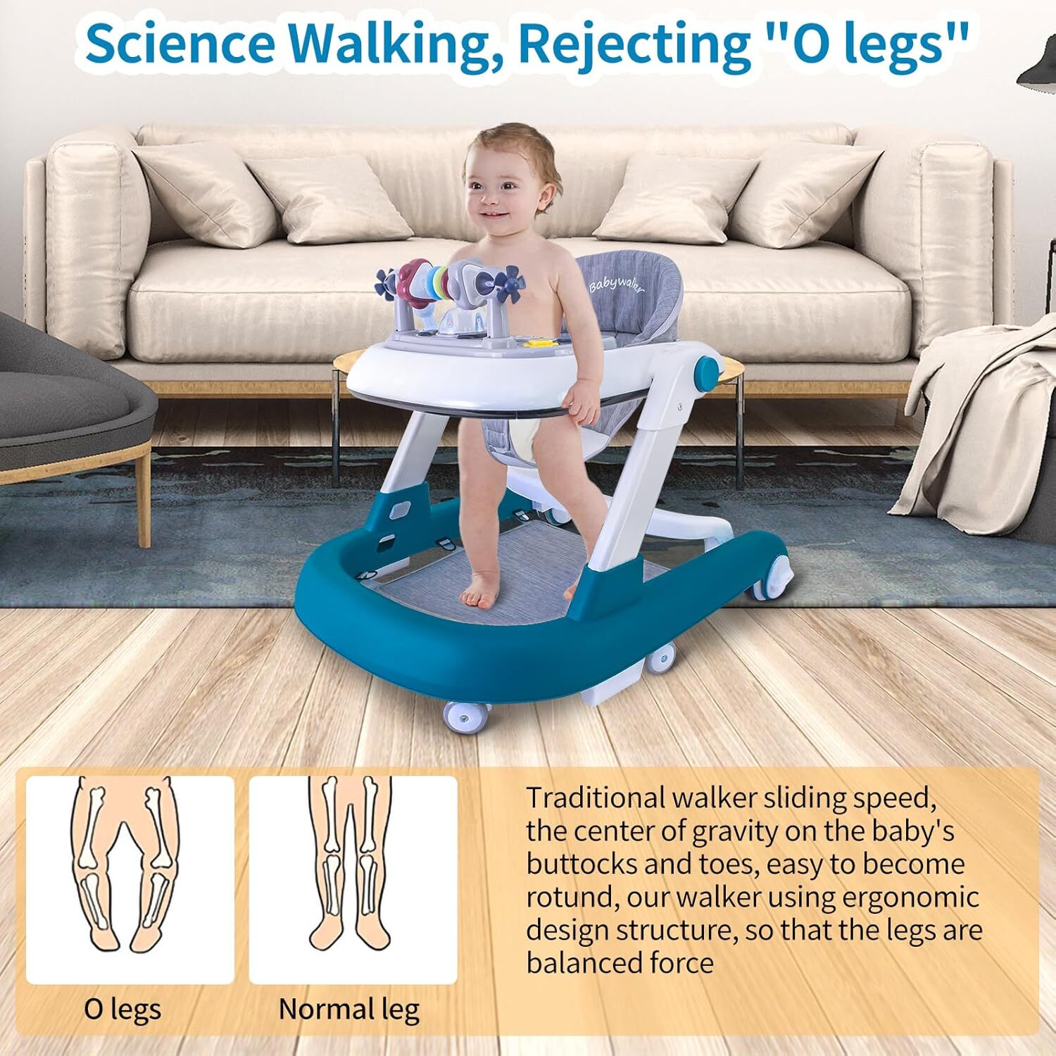 Premergator 3 in 1, Antemergator si Masa, Muzica si Jucarii, Pliabil, Reglabil pe Inaltime