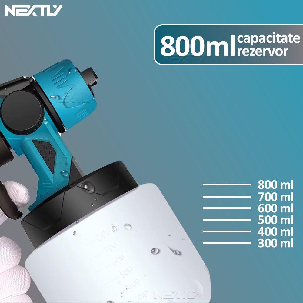Pulverizator Electric de vopsea cu 2 acumulatori de 48V, 1000ml - 3 moduri de pulverizare, ideal pentru tavane, pereti si garduri