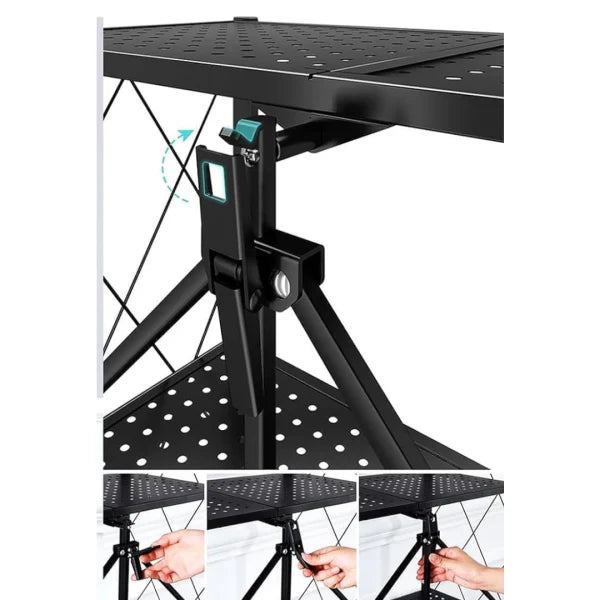 Raft depozitare, metalic, pliabil, pe roti, 3 polite,72 x 34 x 87 cm