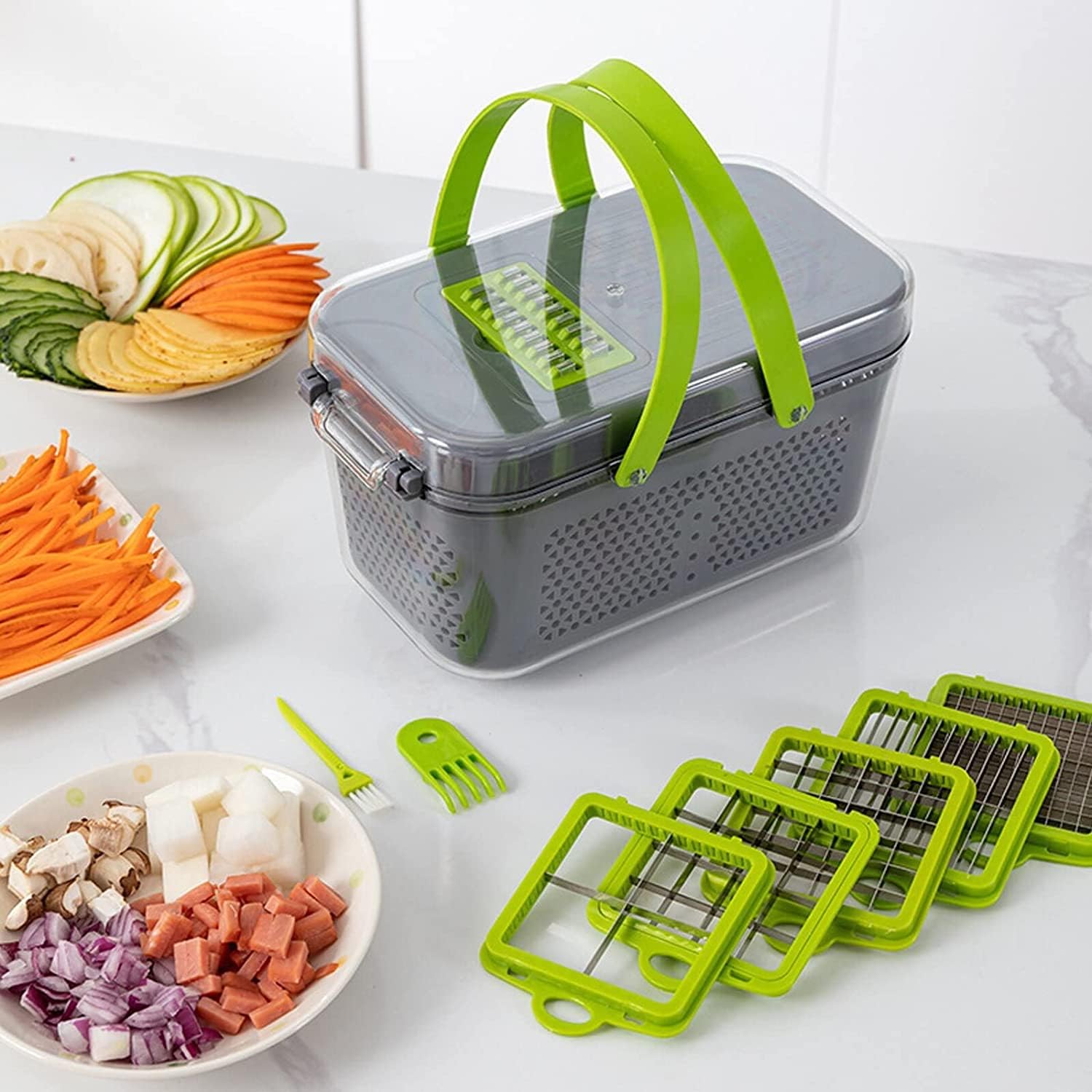 Razatoare multifunctionala pentru fructe si legume, 22 piese, lame din otel inoxidabil