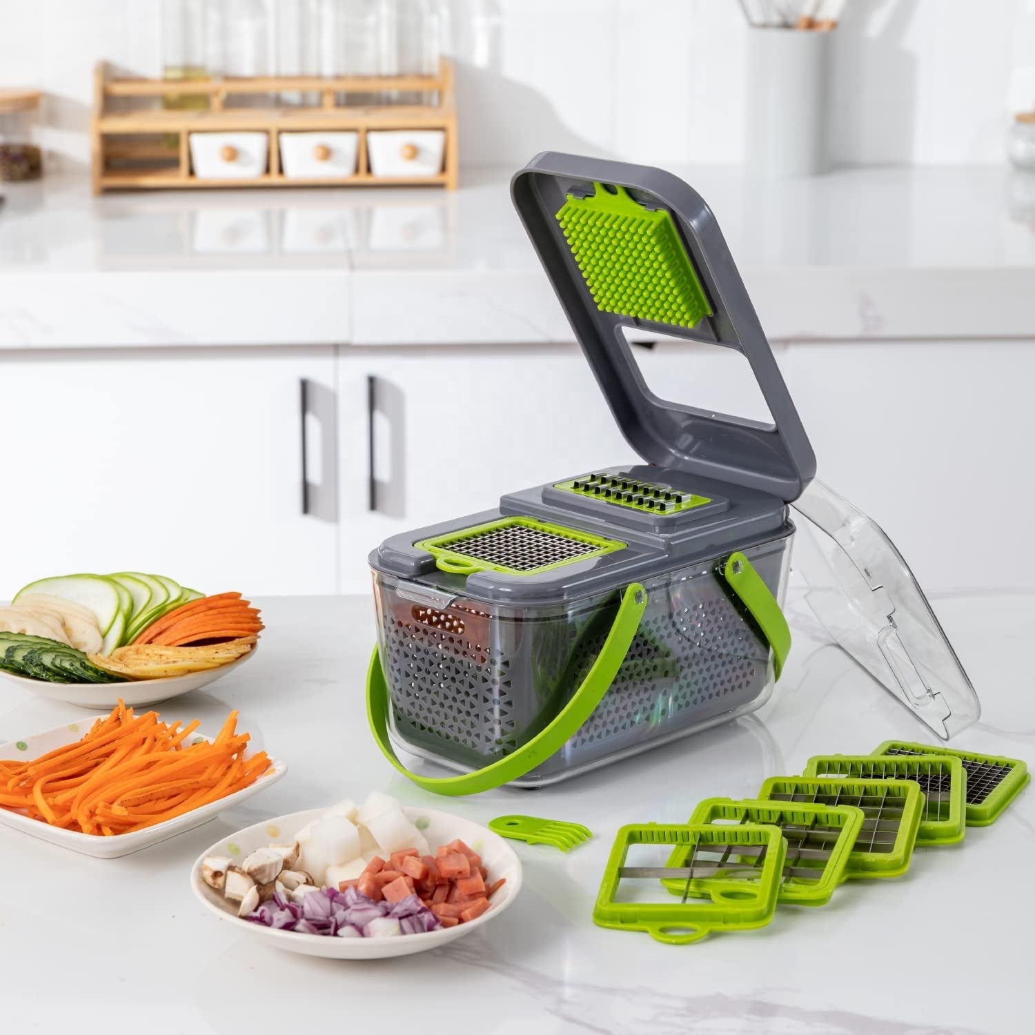 Razatoare multifunctionala pentru fructe si legume, 22 piese, lame din otel inoxidabil