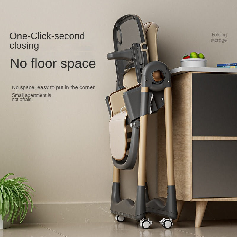 Scaun de Masa 3 in 1 pentru Bebelusi si Copii, varsta 6-36 luni, Inaltime ajustabila, centura de siguranta in 5 puncte, tavita reglabila si detasabila, roti, maro