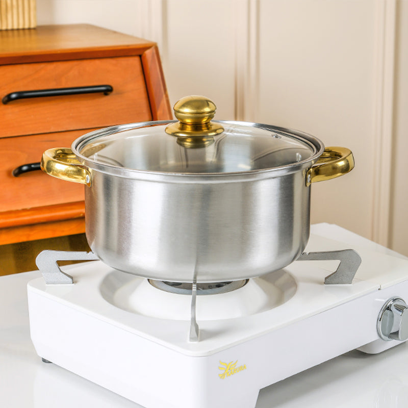 Set de oale din inox cu 10 piese, capace din sticla