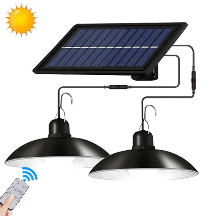 Set 2 Lampi solare suspendate cu 2 becuri LED, telecomanda, 50W