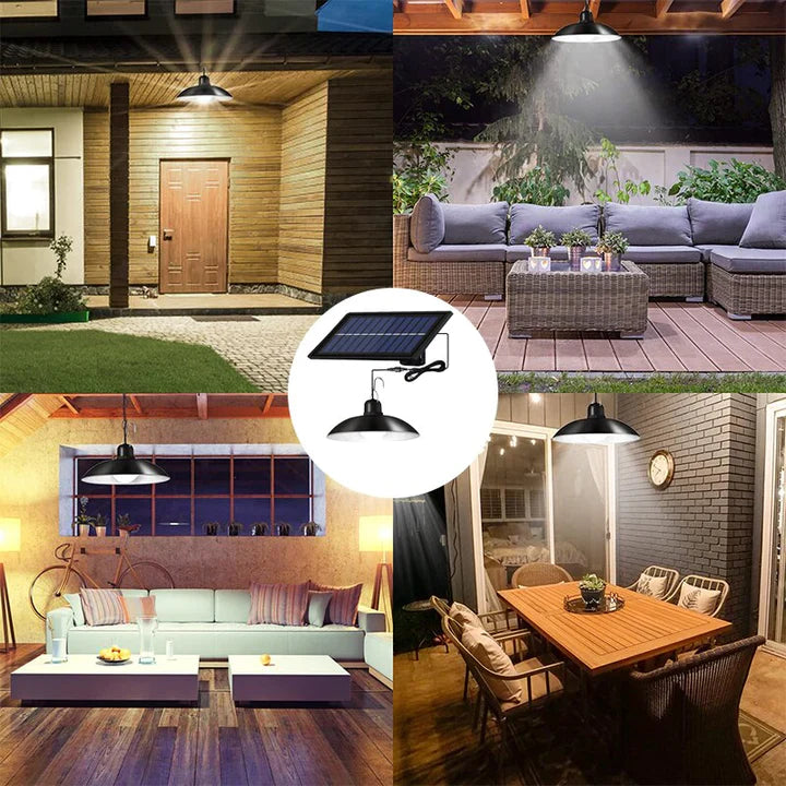 Set 2 Lampi solare suspendate cu 2 becuri LED, telecomanda, 50W