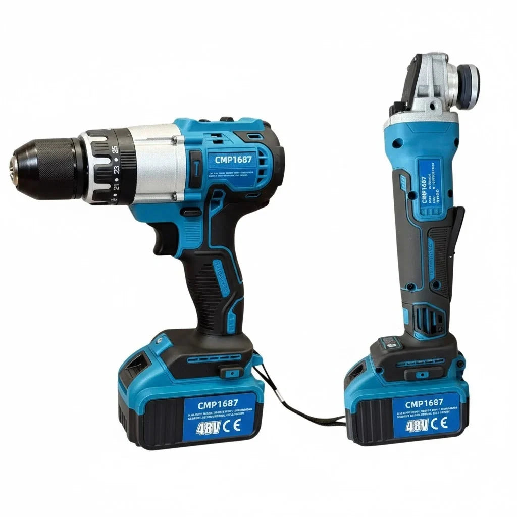 Set Trusa autofiletanta cu percutie si Flex Polizor unghiular 125MM, 2 acumulatori 48V, 8Ah,valiza transport CAMPION PROFESSIONAL