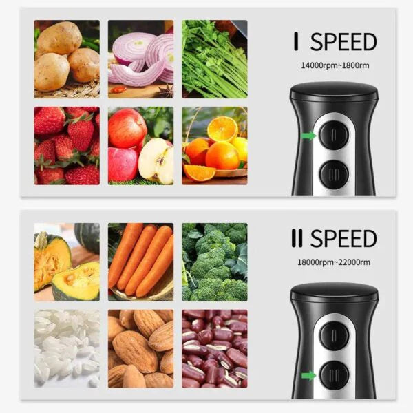 Set blender de mâna 4 in 1, 1500W cu 9 viteze și funcție turbo