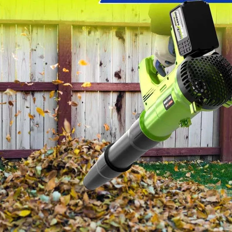 Suflanta de frunze electrica cu 2 Acumulatori 48V, Putere 3500W, 12.000 De Rotatii/min, Volum Aer 2.3 Metri Cubi/Minut, Negru/Verde