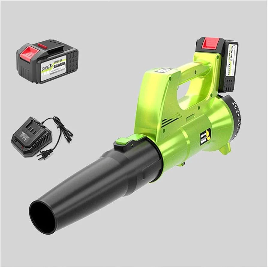 Suflanta de frunze electrica cu 2 Acumulatori 48V, Putere 3500W, 12.000 De Rotatii/min, Volum Aer 2.3 Metri Cubi/Minut, Negru/Verde