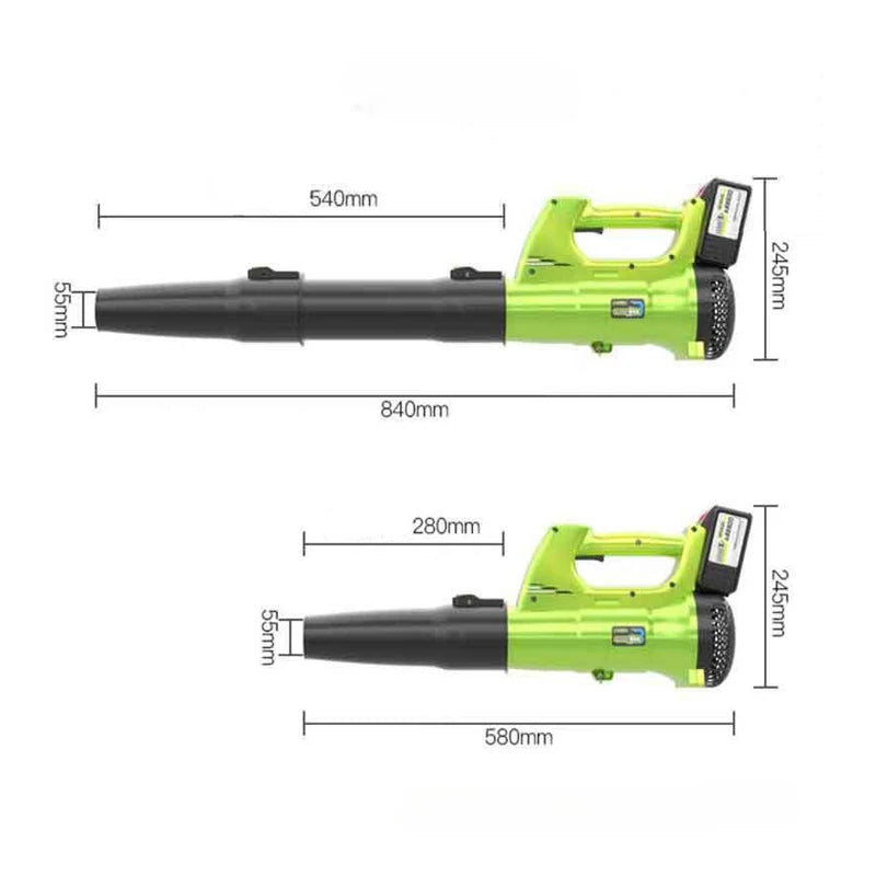 Suflanta de frunze electrica cu 2 Acumulatori 48V, Putere 3500W, 12.000 De Rotatii/min, Volum Aer 2.3 Metri Cubi/Minut, Negru/Verde