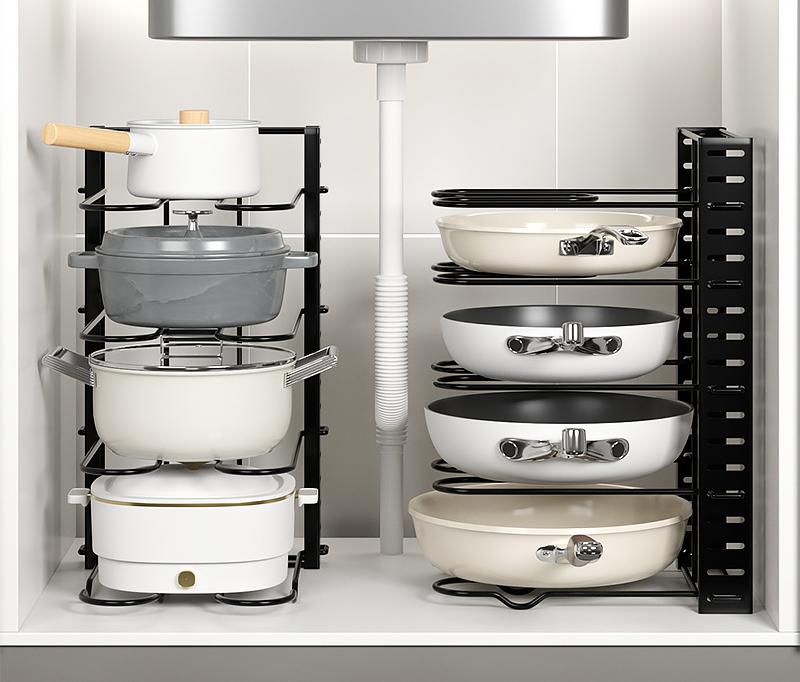 Suport organizator cu 5 rafturi pentru oale, tigai si capace