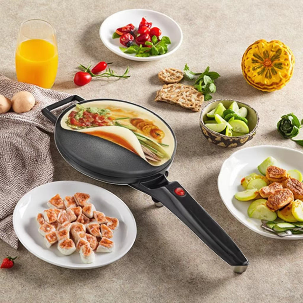 Tigaie electrica pentru clatite, maner ergonomic confortabil, placa antiaderenta, incalzire rapida