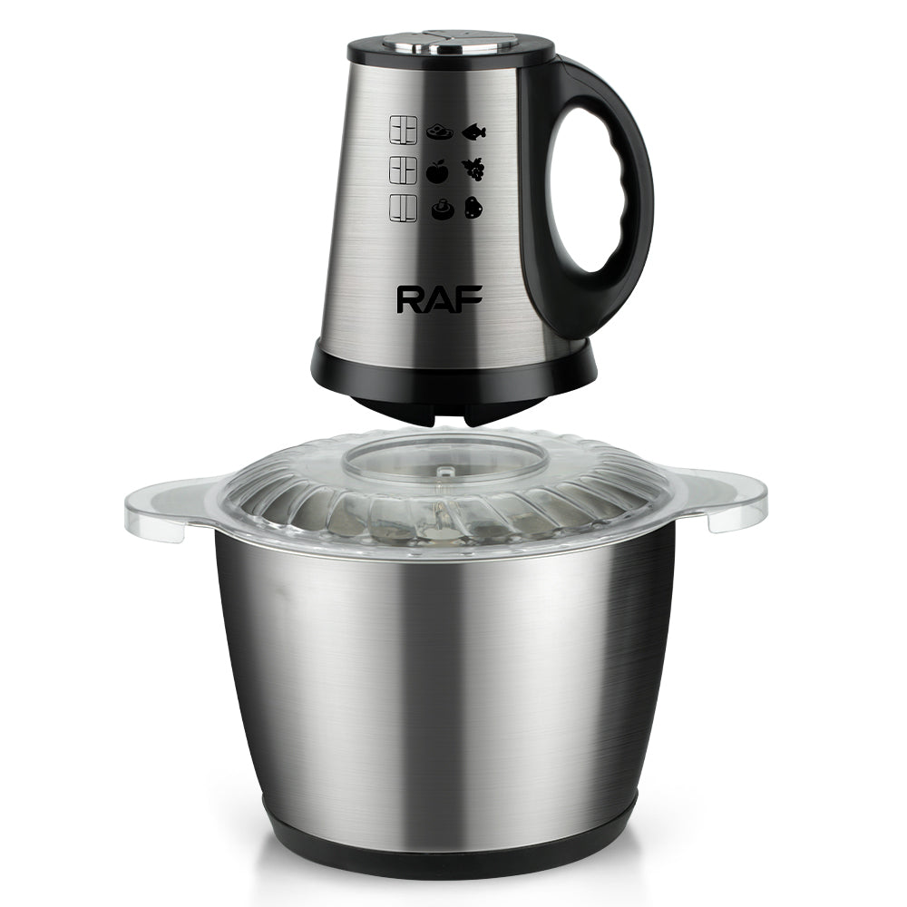Tocator electric RAF 7032 din inox 3L, 2 viteze, motor puternic, pentru carne si legume