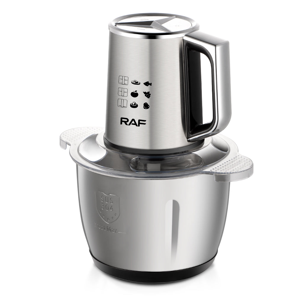 Tocator electric RAF 7701 din inox 3L, 3 viteze, motor puternic, pentru carne si legume