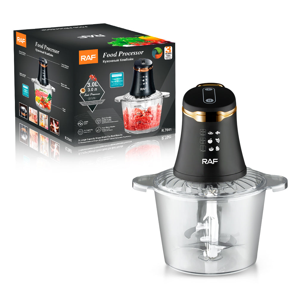 Tocator electric multifunctional RAF R7041 Smart Pulse 800W, bol 3L, 4 lame, 2 viteze, pentru carne si legume