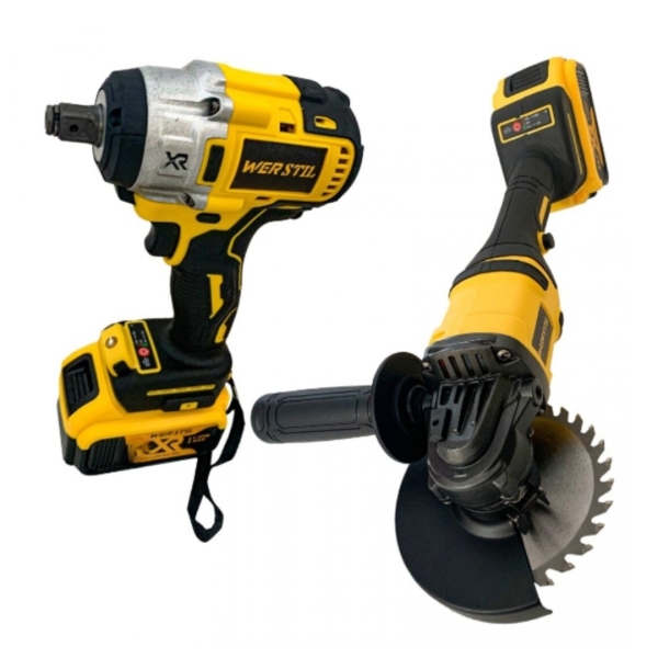 Trusa Masina cu Impact + Polizor Unghiular / Flex Brushless cu 2 Acumulatori 48V 5AH, Incarcator Rapid, Trusa Transport